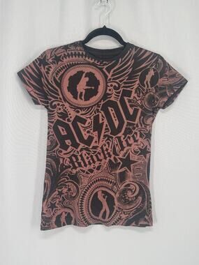 Liquid Blue ACDC Shirt Juniors Short Sleeve Casual Band Tee Fitted Black Ice